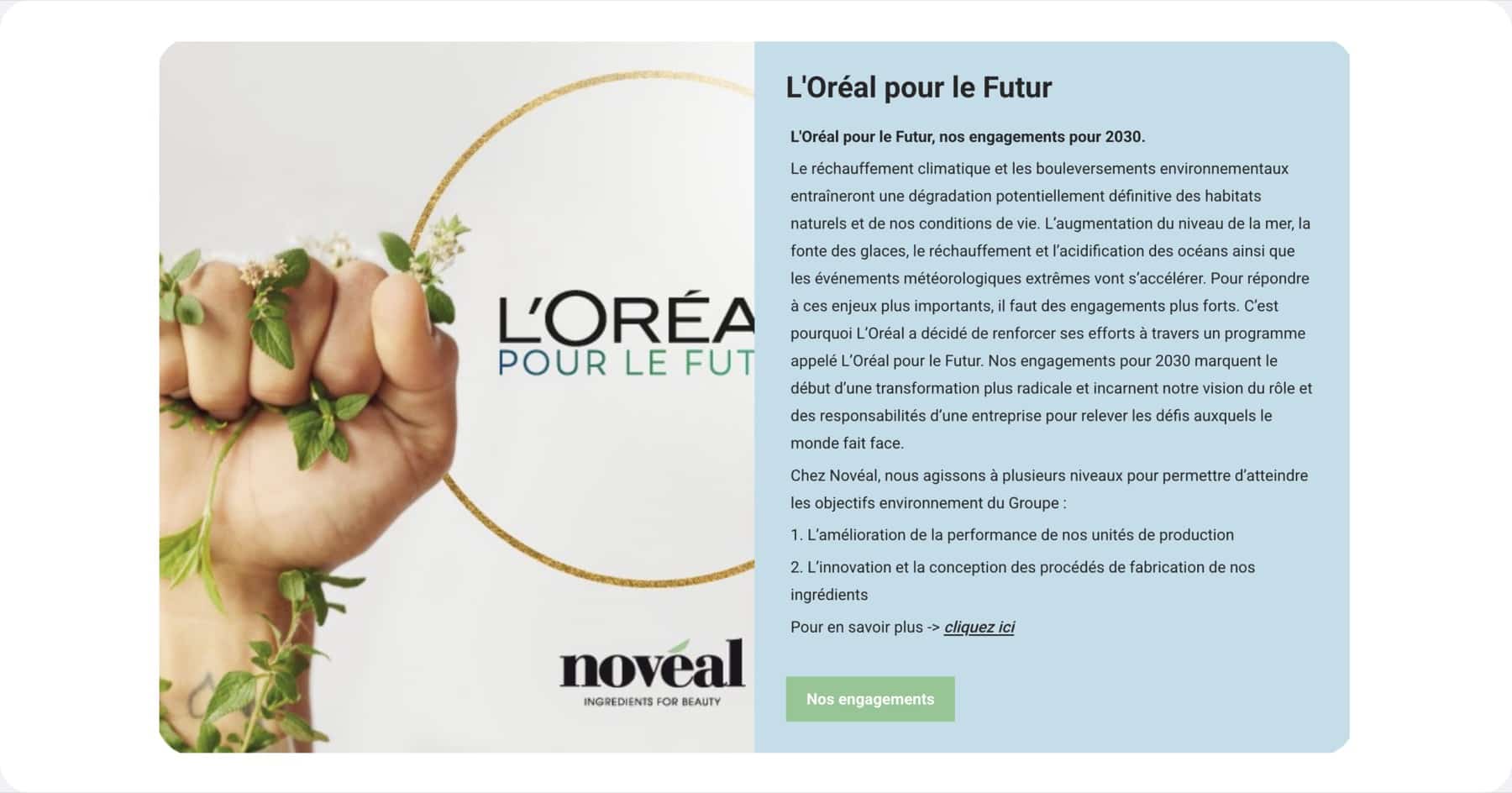 Novéal — site de marque sur usine Sitecore