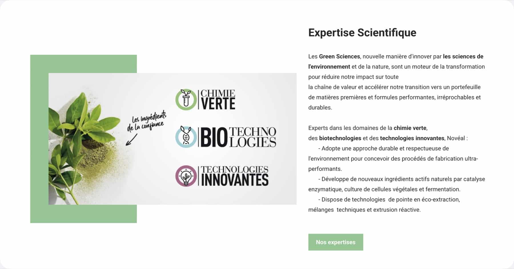 Novéal — site de marque sur usine Sitecore
